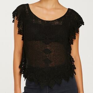 Jen’s Pirate Booty Black Crochet Ritual Ever After Top Size Small